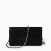 Satin crossbody bag with rhinestones black