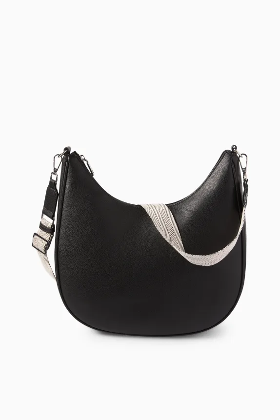 Crossbody bag with detachable bag strap - faux leather black