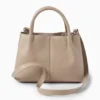Small shopper with detachable bag strap - faux leather beige