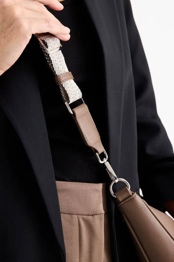 Crossbody bag with detachable bag strap - faux leather light brown