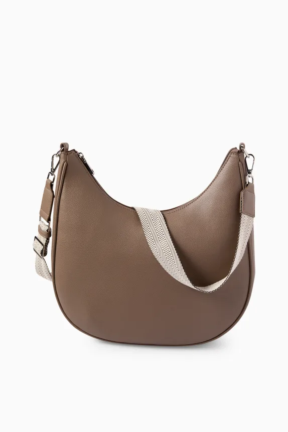 Crossbody bag with detachable bag strap - faux leather light brown
