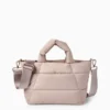 Large quilted shopper with detachable bag strap beige