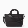 Large quilted shopper with detachable bag strap black