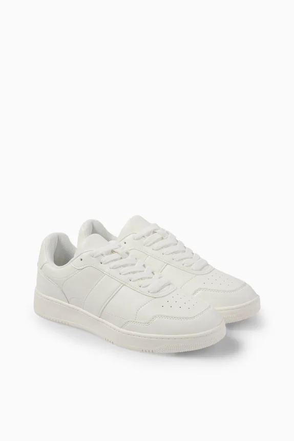 Trainers - faux leather white