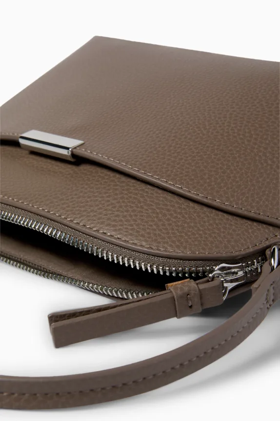 Crossbody bag - faux leather dark brown