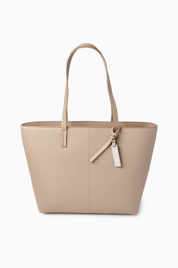 Large shopper - faux leather light beige