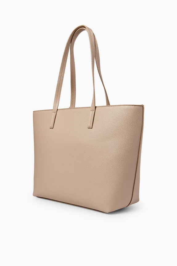 Large shopper - faux leather light beige