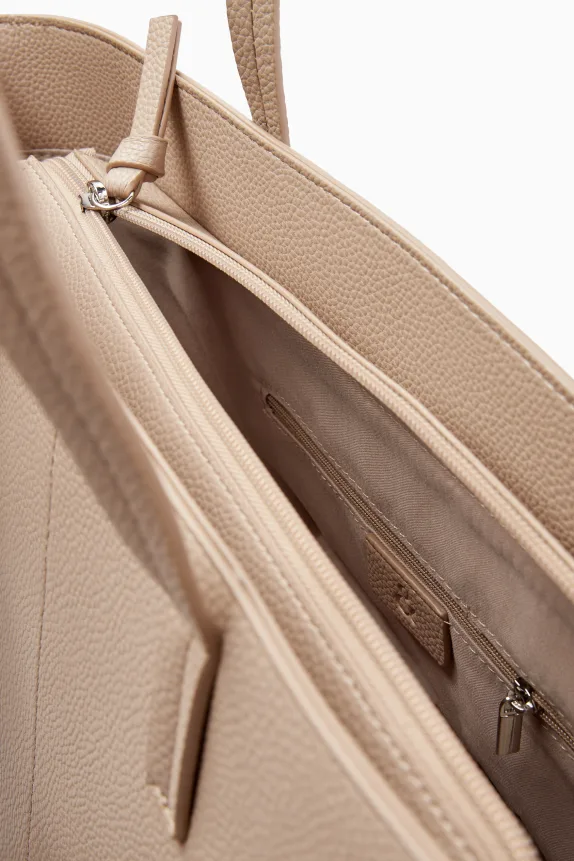 Large shopper - faux leather light beige
