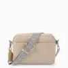 Crossbody bag with detachable bag strap - faux leather light beige