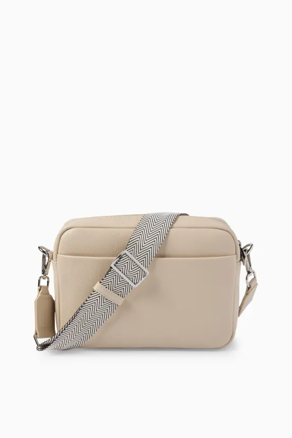 Crossbody bag with detachable bag strap - faux leather light beige