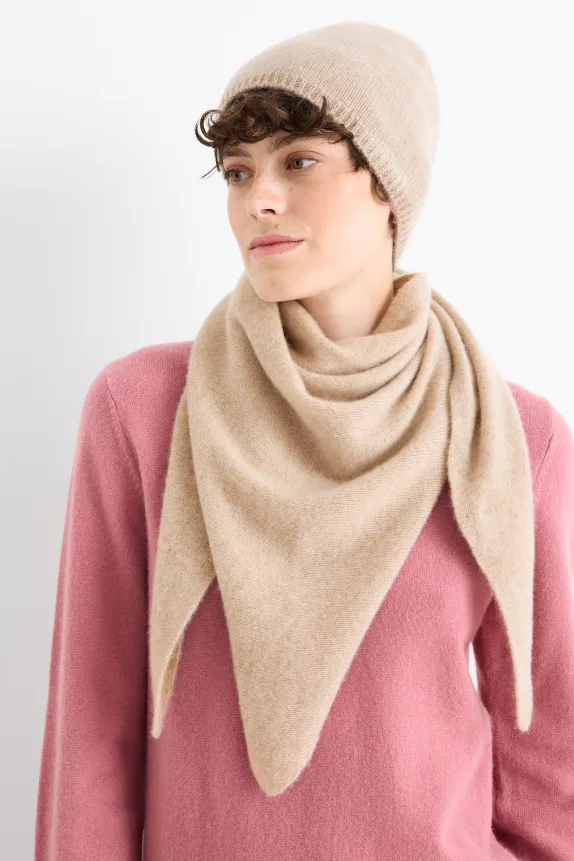 Cashmere beanie light beige