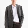 Tailored jacket - regular fit - textured gray