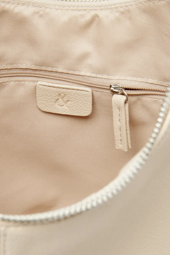 Shoulder bag - faux leather beige