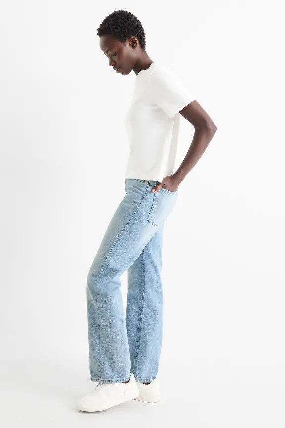 Straight jeans - high waist - LYCRAÂ® denim-light blue