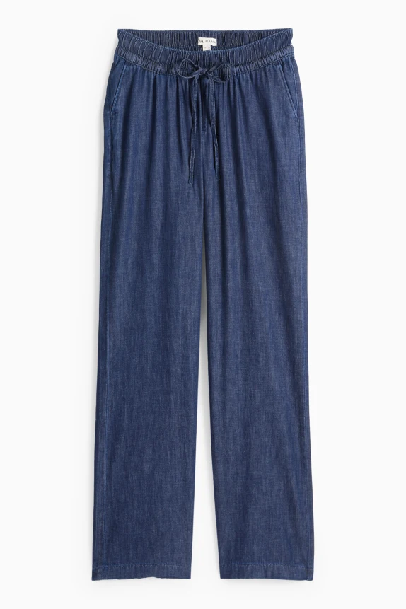 Maternity trousers - wide leg - denim look denim-dark blue