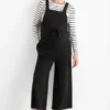 Set - maternity long sleeve top and dungarees - 2 piece black