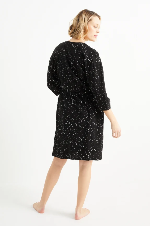 Set - nursing nightdress and dressing gown - 2 piece black