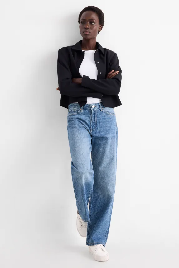 Straight jeans - high waist - LYCRAÂ® denim-light blue