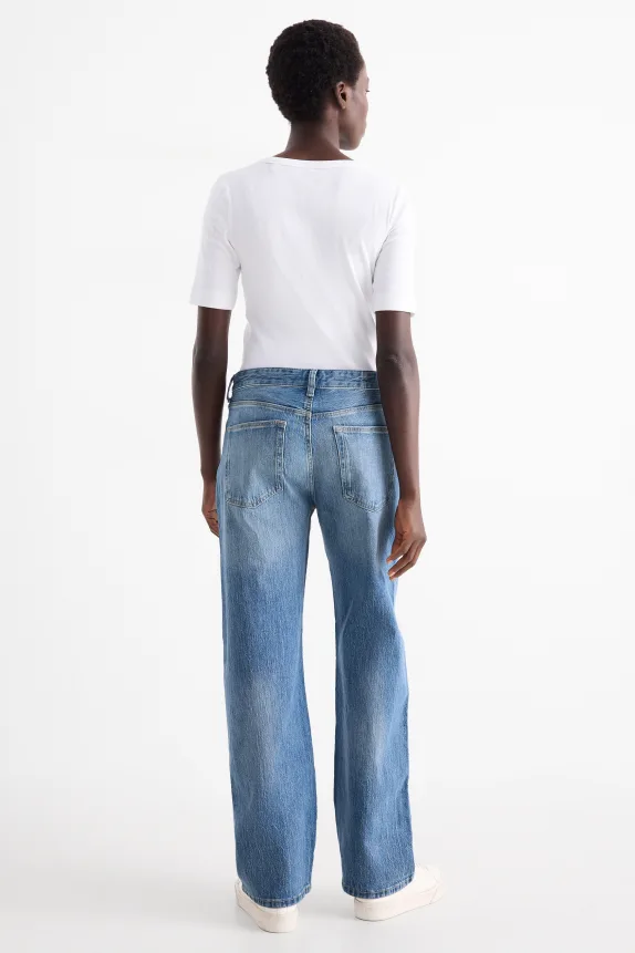 Straight jeans - high waist - LYCRAÂ® denim-light blue