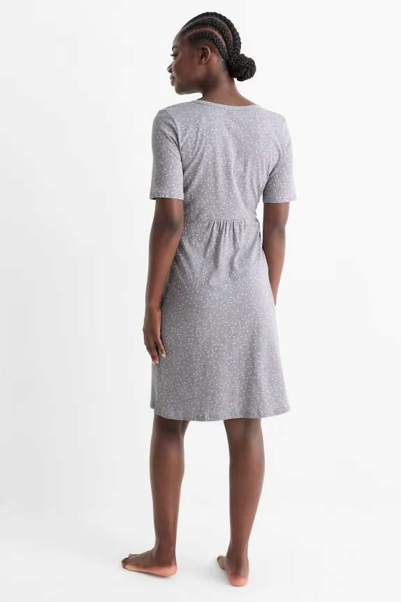 Nursing nightdress - polka dot light gray-melange