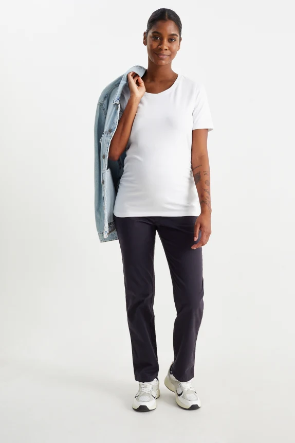 Maternity chinos with belt - slim fit dark blue