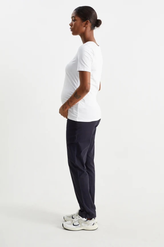 Maternity chinos with belt - slim fit dark blue