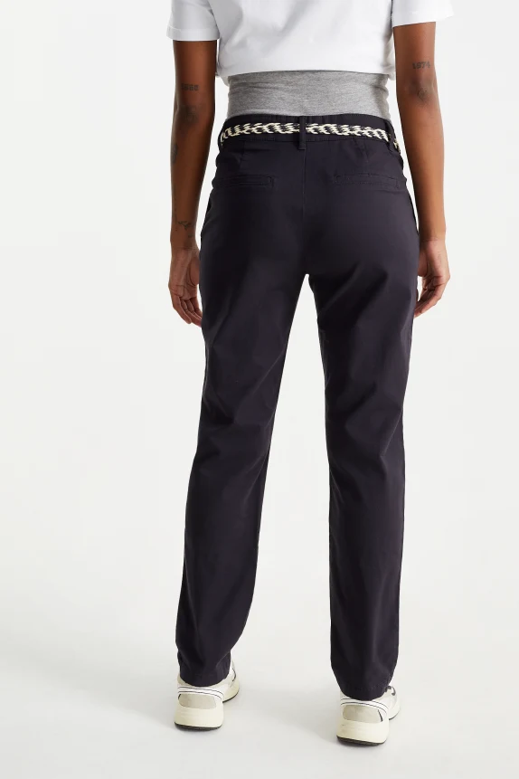 Maternity chinos with belt - slim fit dark blue