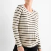 Maternity long sleeve top - striped light beige