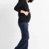 Maternity trousers - linen blend dark blue