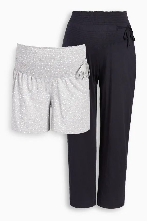 Multipack of 2 - maternity pyjama bottoms and shorts light gray-melange