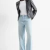 Wide leg jeans - high waist denim-light blue
