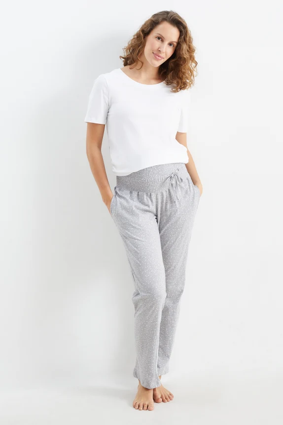 Maternity pyjama bottoms - polka dot gray