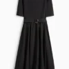 Fit & flare dress with belt black