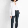 Cloth trousers with belt - mid-rise waist - tapered leg - jeans look denim-dark blue