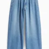 Wide leg jeans - high waist denim-light blue