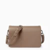 Crossbody bag with detachable bag strap - faux leather light brown