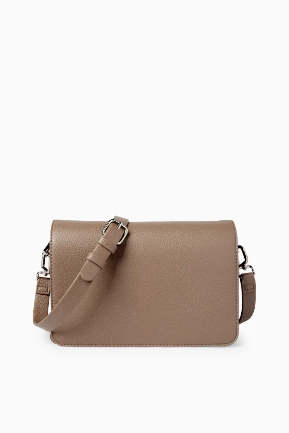 Crossbody bag with detachable bag strap - faux leather light brown