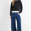 Wide leg jeans - low-rise waist blue denim