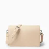 Crossbody bag with detachable bag strap - faux leather light beige