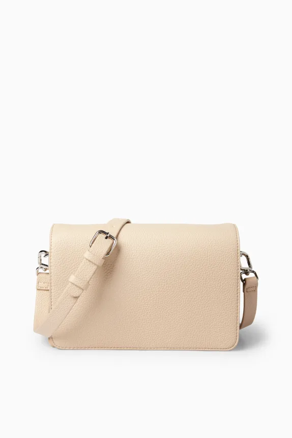 Crossbody bag with detachable bag strap - faux leather light beige