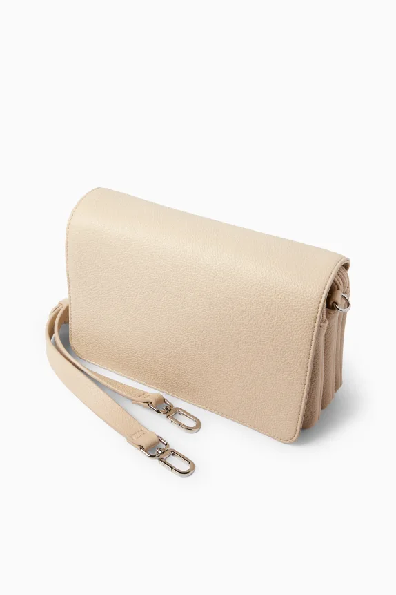 Crossbody bag with detachable bag strap - faux leather light beige