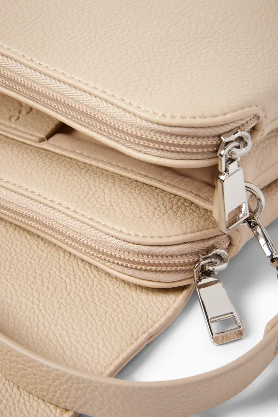 Crossbody bag with detachable bag strap - faux leather light beige