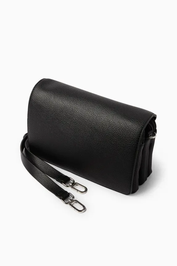 Crossbody bag with detachable bag strap - faux leather black
