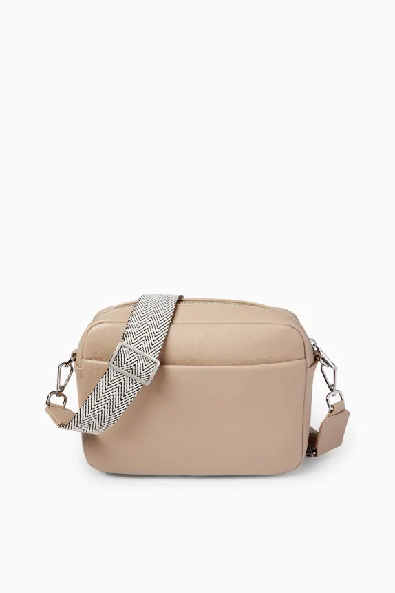Crossbody bag with detachable bag strap - faux leather beige