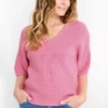Knitted jumper - short sleeve pink