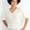 Knitted jumper - short sleeve white