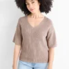 Knitted jumper - short sleeve light brown