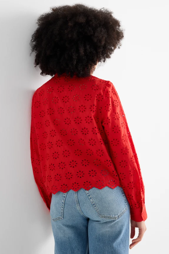 Blouse - broderie anglaise red