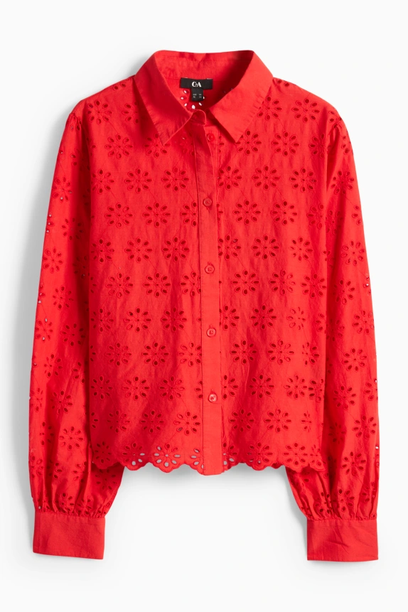 Blouse - broderie anglaise red