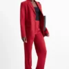 Business trousers - mid-rise waist - regular fit dark red